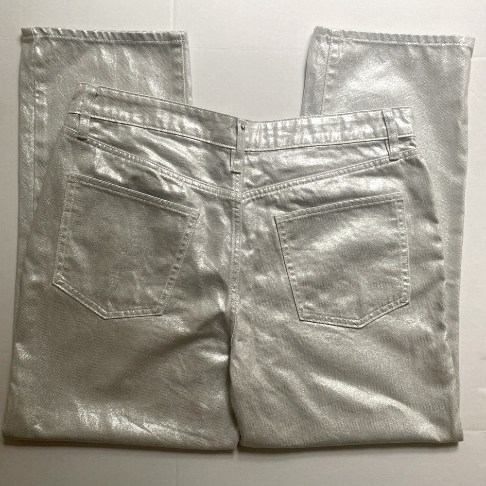 Rebecca Minkoff Women's Metallic Silver Jeans Size 14 NWT 100% Cotton Trendy Y2K - Picture 8 of 16